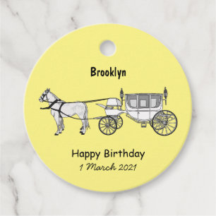 Étiquettes Cadeau dessin animé mariage cheval & calèche