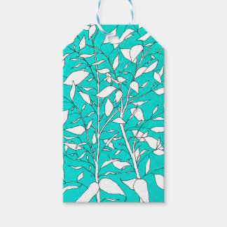 Étiquettes-cadeau Dessin au trait d'un arbre Ficus sur fond bleu