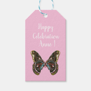 Étiquettes-cadeau Dessin d'art de papillon exotique