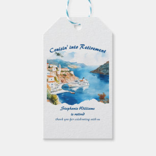 Étiquettes-cadeau Destination Croisière de la partie de retraite Grè