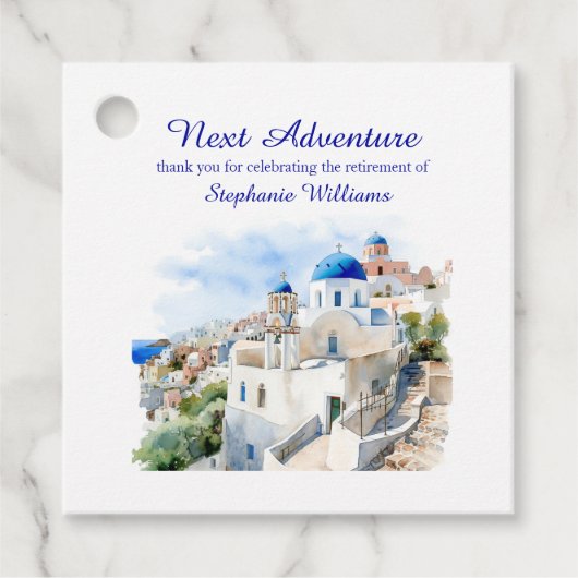 Étiquettes Cadeau Destination Grèce île Partie de retraite (Devant)