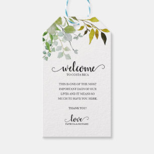 Étiquettes-cadeau Destination Mariage Bienvenue Élégante verdure