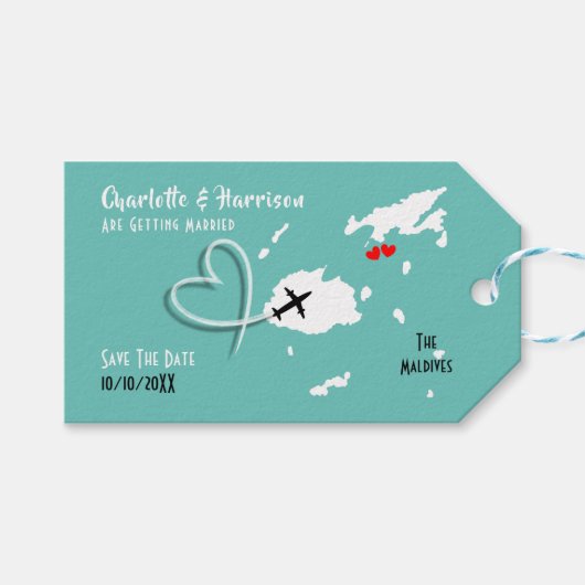 Étiquettes-cadeau Destination Mariage Des Îles Fidji Enregistrer La  (Devant (Horizontal))