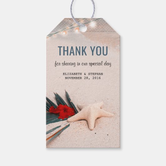 Étiquettes-cadeau Destination Mariage Plage tropicale (Devant)