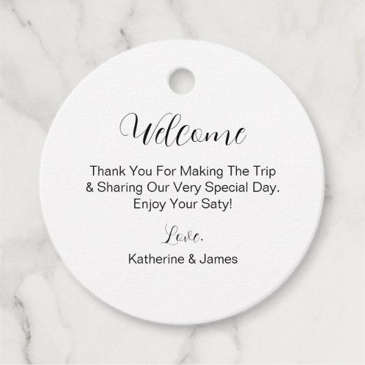 Étiquettes Cadeau Destination Mariage Pour Hôtes Bienvenue (Devant)