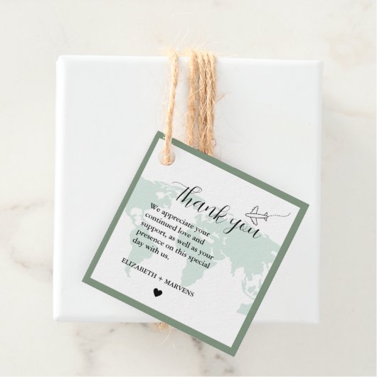 Étiquettes Cadeau Destination Voyage Thème Mariage accueil Guess bag (En situation)