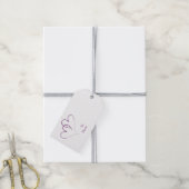 Étiquettes-cadeau Deux Coeurs blancs entrelacés - évêque violet (Avec de la ficelle)
