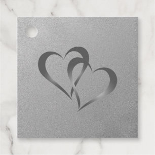 Étiquettes Cadeau Deux Coeurs connectés Silver Faver Tags