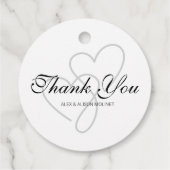 Étiquettes Cadeau Deux coeurs Élégant Mariage de script (Dos)