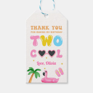 Étiquettes-cadeau Deux Cool Summer Pool Party Fille 2e anniversaire