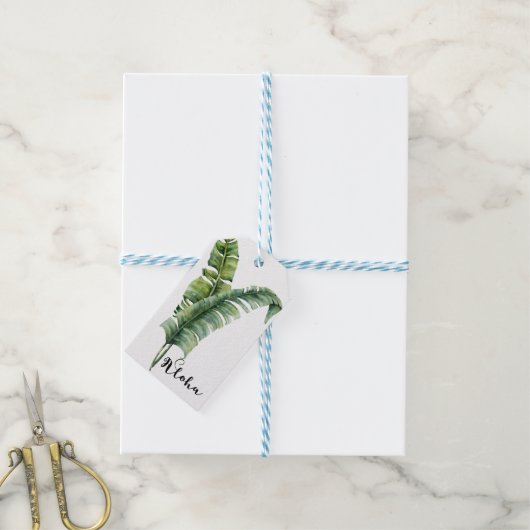 Étiquettes-cadeau Deux élégants Palm Feuilles Tropical Aloha Mariage (Avec de laficelle)