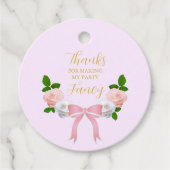 Étiquettes Cadeau Deux Fancy Bow Floral Anniversaire (Devant)