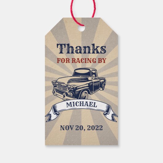 Étiquettes-cadeau Deux Fast Boy Car Thème Second Birthday Racing (Dos)