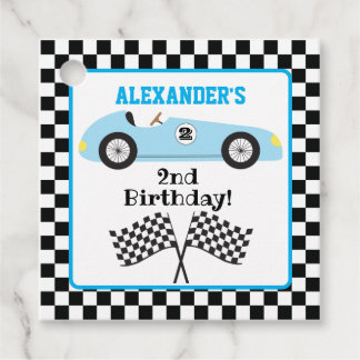 Étiquettes Cadeau Deux Fast Racecar Blue Racecar Boy Anniversaire