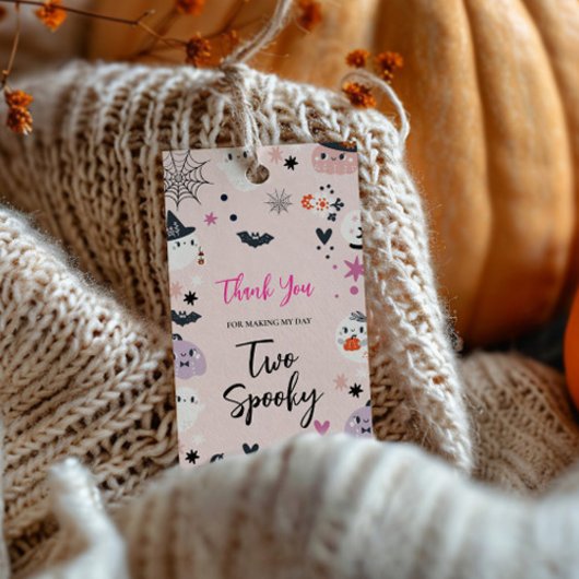 Étiquettes-cadeau DEUX Halloween rose Éffrayant