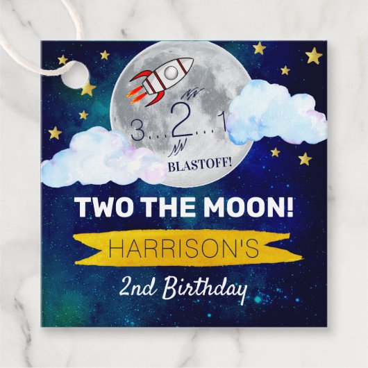 Étiquettes Cadeau Deux La Lune 2e Anniversaire (Devant)