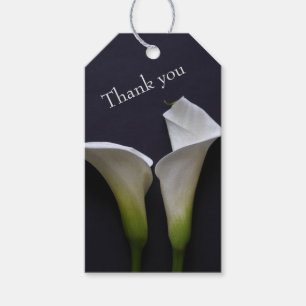 Étiquettes-cadeau Deux lys calla sur le mariage noir