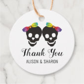 Étiquettes Cadeau Deux mariées et confetti Merci lesbienne mariage (Devant)