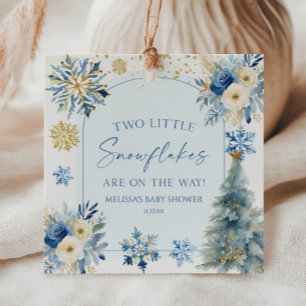 Étiquettes Cadeau Deux Petits Flocons Jumeaux De L'Hiver Baby Shower