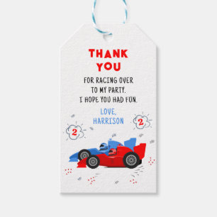 Étiquettes-cadeau Deux rapides 2e anniversaire voitures de course Me
