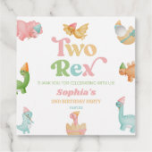 Étiquettes Cadeau Deux Rex Dinosaur 2ème fête d'anniversaire (Dos)