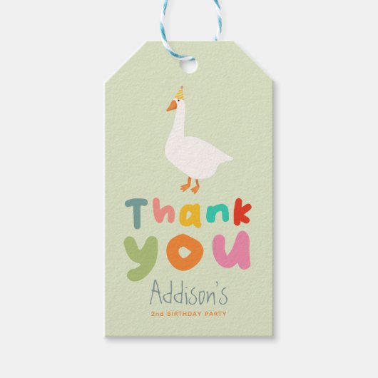 Étiquettes-cadeau Deux Silly Farmyard Goose 2nd Birthday Favoriser (Devant)