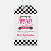 Étiquettes-cadeau Deux voitures de course roses rapides Fête d'anniv (Dos)