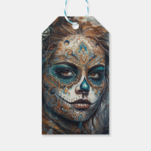 Étiquettes-cadeau Dia de los Muertos turquoise, cutomizable