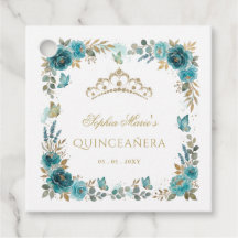 Diadème papillon floral sarcelle or Quinceañera