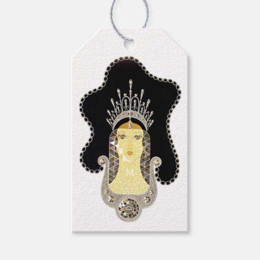 Étiquettes-cadeau Diamant monogramme Pierre de naissance d'avril (Devant)