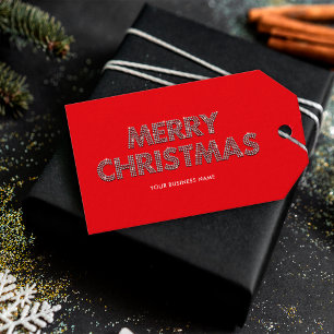 Étiquettes-cadeau Diamants Élégants Rouge Joyeux Noël Entreprise