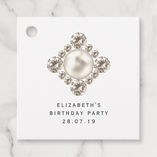 Étiquettes Cadeau Diamants et Perle (Devant)