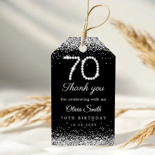 Étiquettes-cadeau Diamants glamour 70e anniversaire Merci de fête
