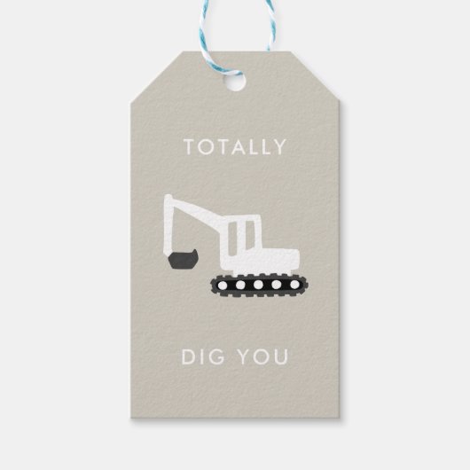 Étiquettes-cadeau Digger Construction Anniversaire Fête Favoriser Ta (Devant)