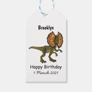 Étiquettes-cadeau Dilophosaurus dessin animé