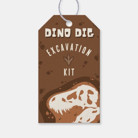 Étiquettes-cadeau Dino Dig Dinosaur Kit d'excavation Favoriser les é (Devant)