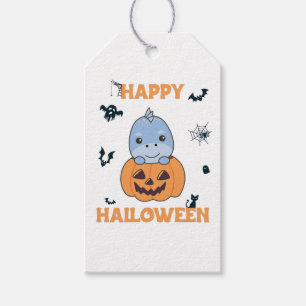 Étiquettes-cadeau Dino En Citrouille Dinos Doux Joyeux Cadeau Hallow