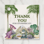 Étiquettes Cadeau Dinosaur Anniversaire T-rex Aquarelle (Devant)