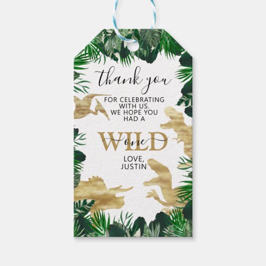 Étiquettes-cadeau Dinosaur Anniversaire Wild one Favoriser le thème  (Devant)