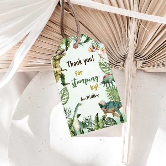 Étiquettes-cadeau Dinosaur Boy 3e fête d'anniversaire