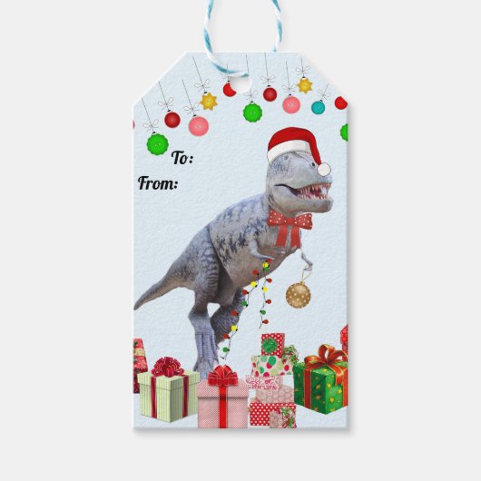 Étiquettes-cadeau Dinosaur Christmas (Devant)