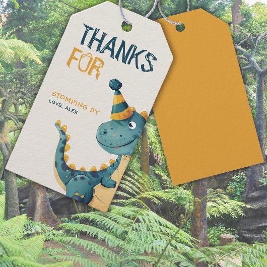 Étiquettes-cadeau Dinosaur Trex Trois Rex 3e fête d'anniversaire