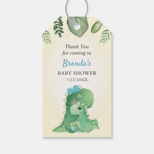 Étiquettes-cadeau Dinosaure Baby Boy Shower Sprinkle Bottle Favorise (Dos)