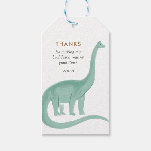 Étiquettes-cadeau Dinosaure minimum Merci fête d'anniversaire (Devant)