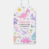 Étiquettes-cadeau Dinosaure rose fête d'anniversaire (Devant)