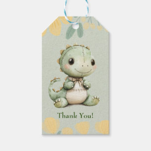 Étiquettes-cadeau Dinosaure Vert 1er anniversaire Merci de fête