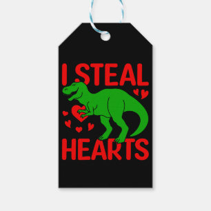 Étiquettes-cadeau Dinosaure Vert Valentine I Voler Coeurs