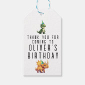 Étiquettes-cadeau Dinsoaur fête d'anniversaire merci (Devant)