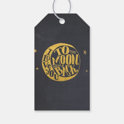 Étiquettes-cadeau Dire Whimsical Avec Lune D'Or Black Back (Devant)