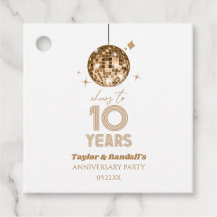 Étiquettes Cadeau Disco 10 ans de fête Mariage